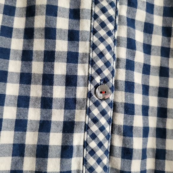 J.Jill Gingham 100 % Cotton blouse top white and blue buttons size M - Picture 4 of 8